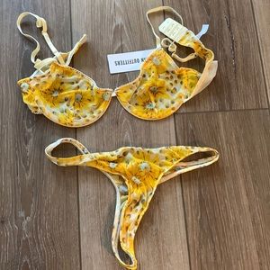 Sunflower print lingerie set from Urban Outfitters